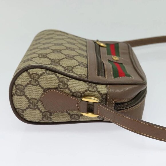 GUCCI GG Supreme Web Sherry Line Bag PVC Beige Gold 001 44 6655 Auth 131721 - Picture 4 of 15
